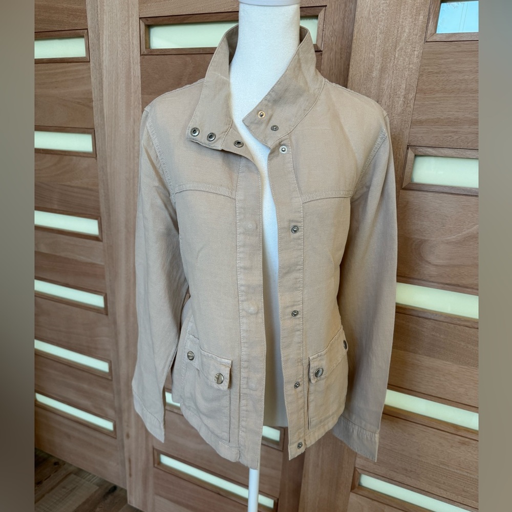 Christian Siriano Lightweight Utility Linen Jacket in Cream - Size L